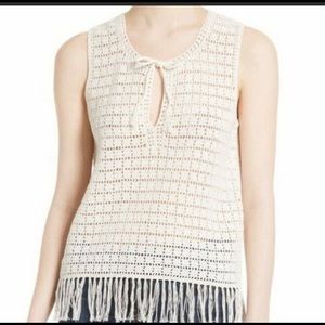 Joie Analia crochet fringe tank
